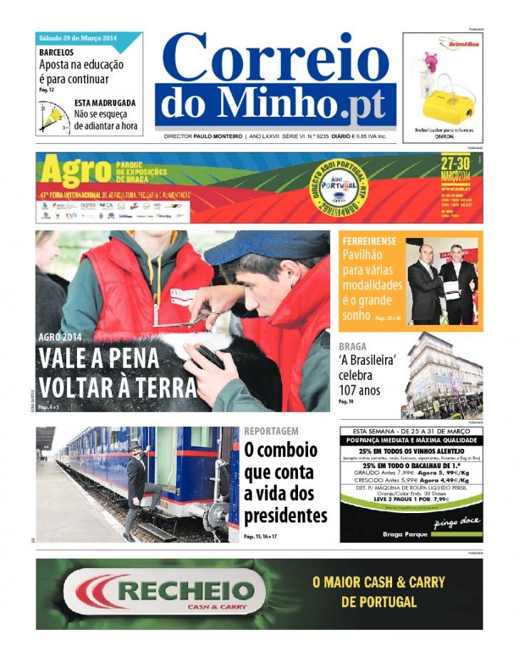 Capa Correio do Minho - 2014-03-29