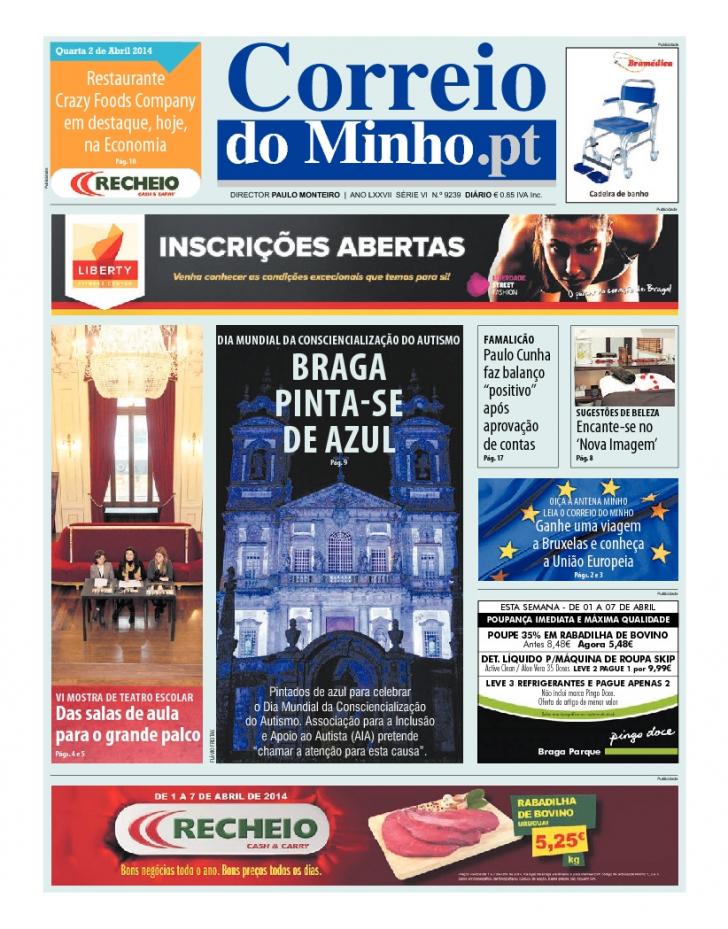 Capa Correio do Minho - 2014-04-02