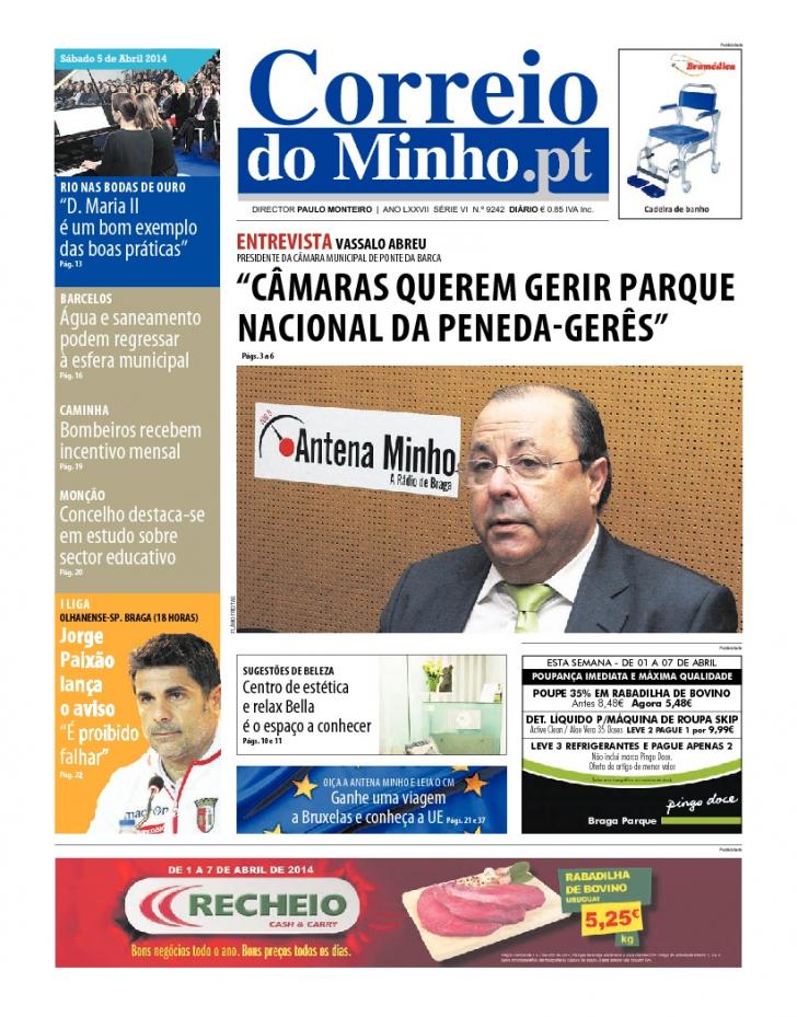 Capa Correio do Minho - 2014-04-05