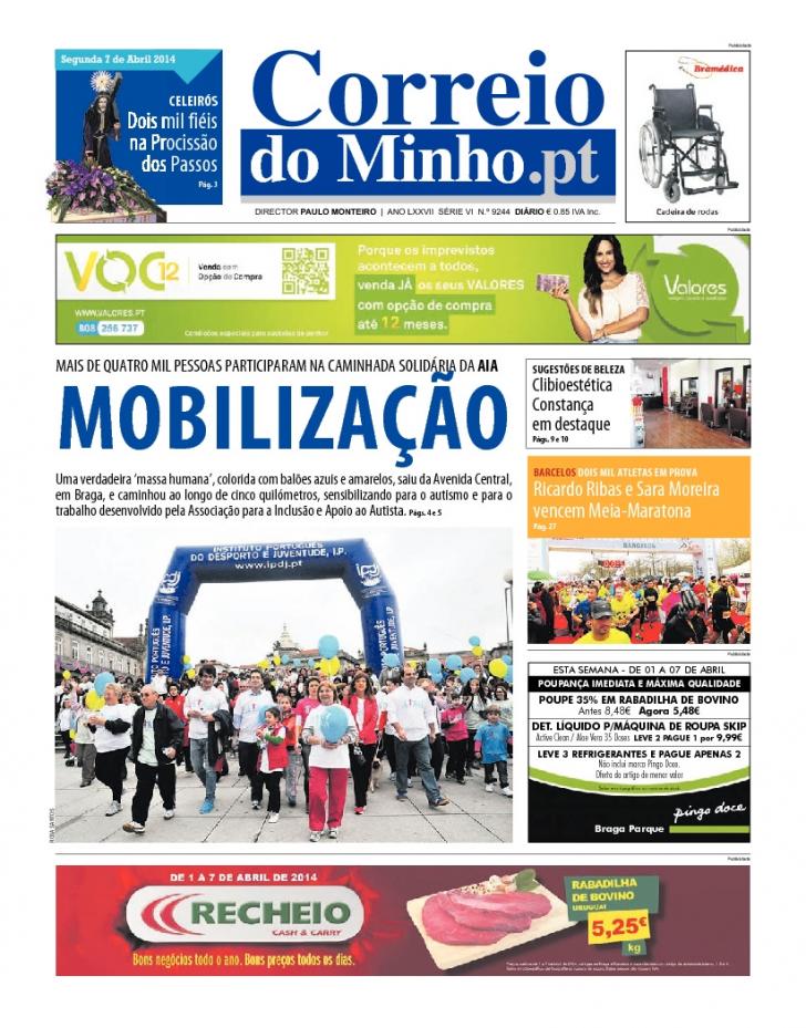 Capa Correio do Minho - 2014-04-07