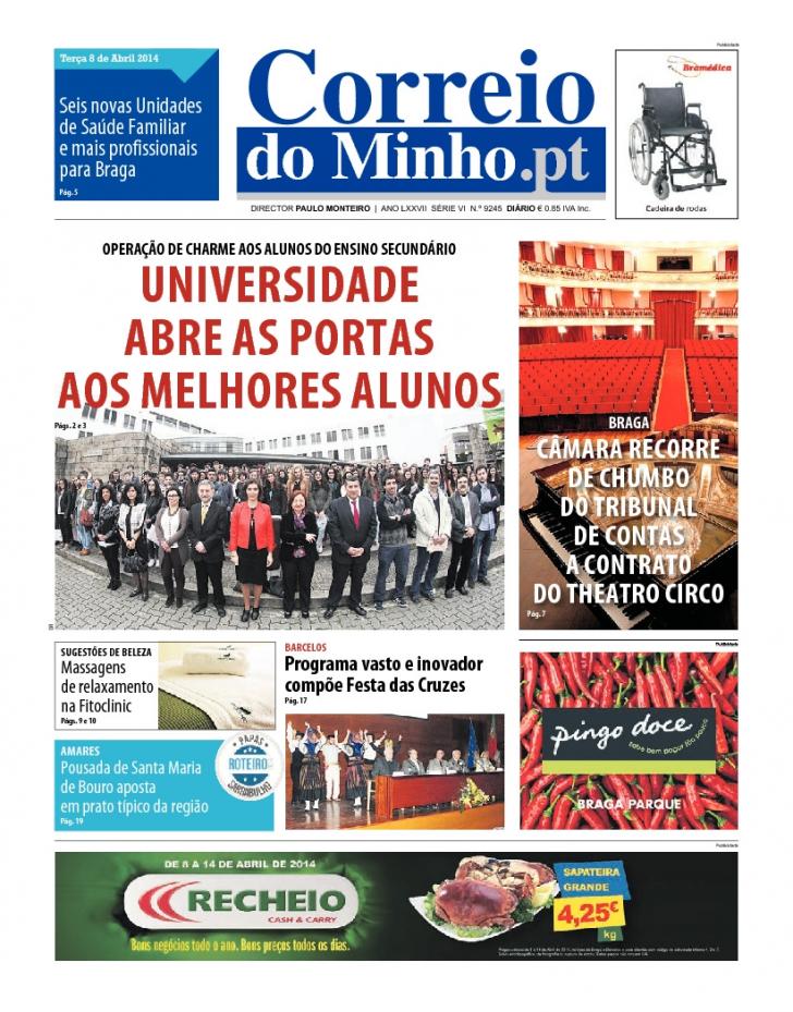 Capa Correio do Minho - 2014-04-08