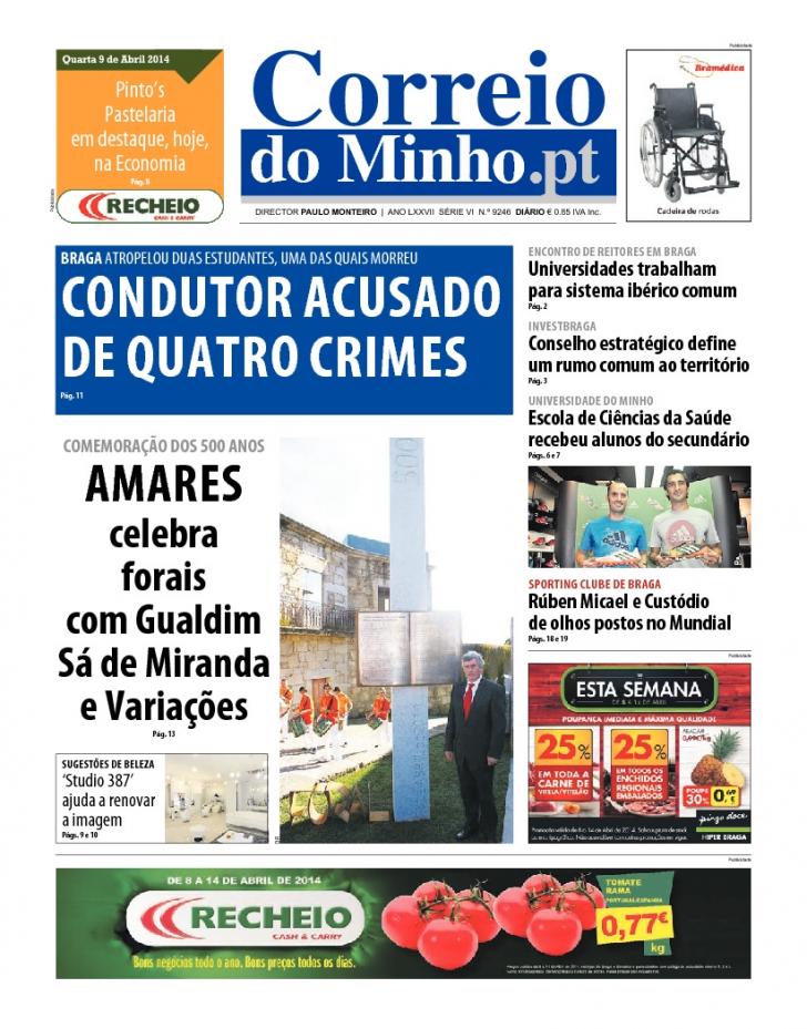 Capa Correio do Minho - 2014-04-09