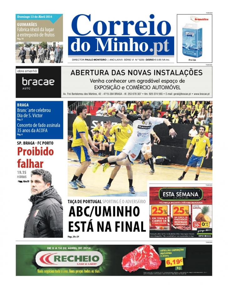 Capa Correio do Minho - 2014-04-13
