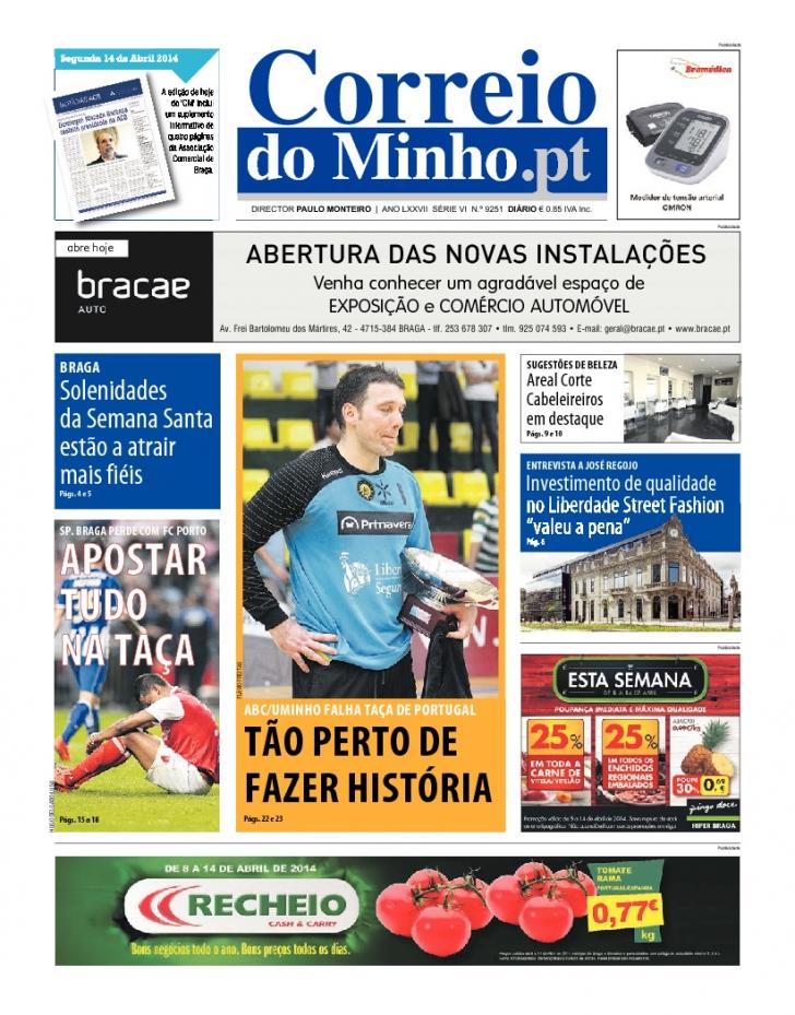 Capa Correio do Minho - 2014-04-14