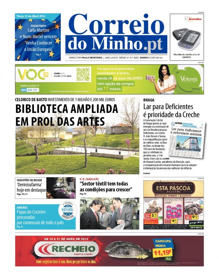 Capa Correio do Minho - 2014-04-15