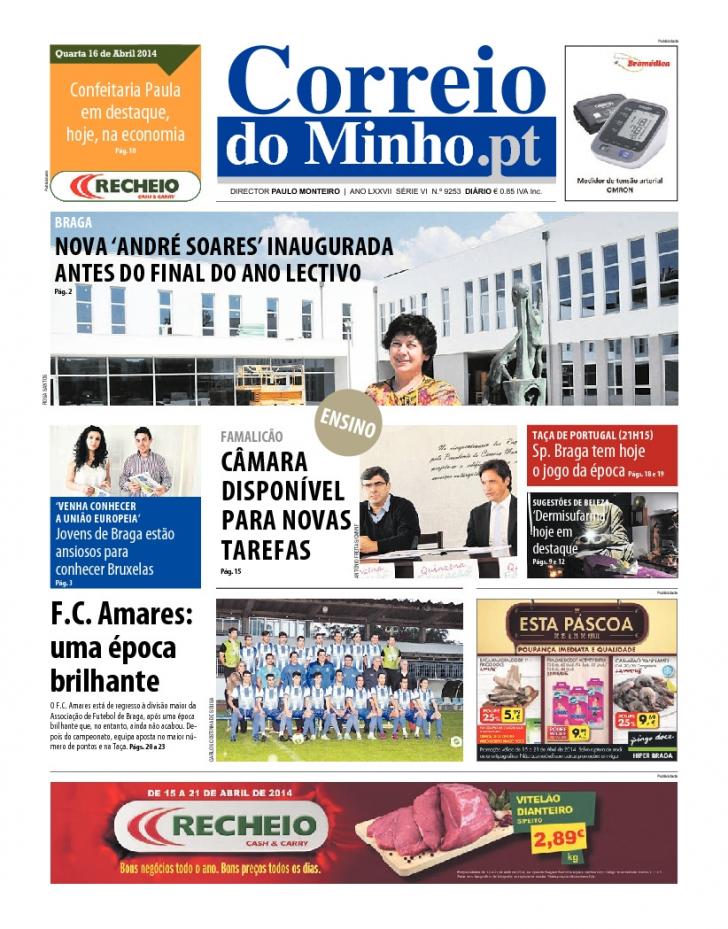 Capa Correio do Minho - 2014-04-16