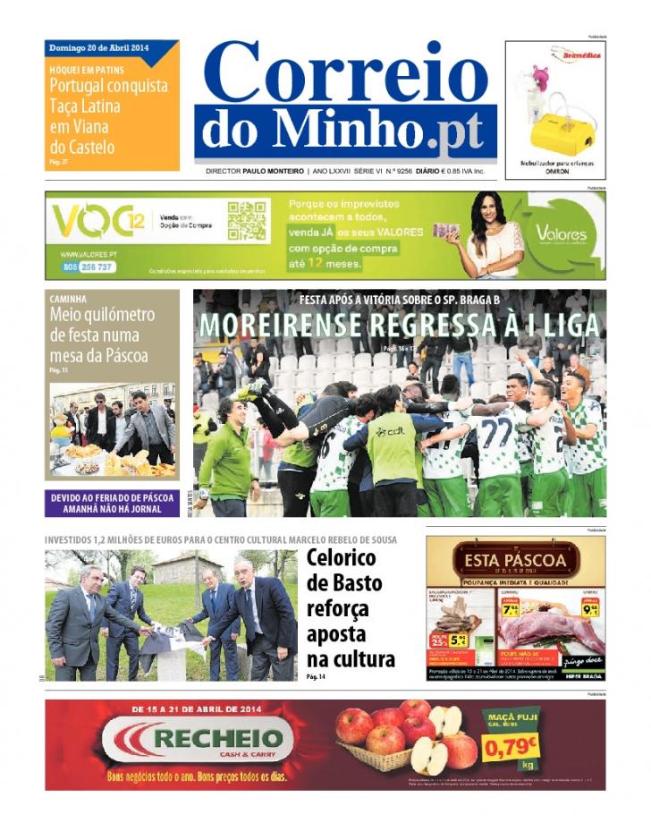 Capa Correio do Minho - 2014-04-20