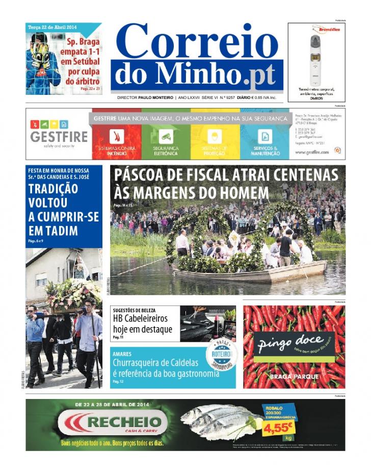 Capa Correio do Minho - 2014-04-22