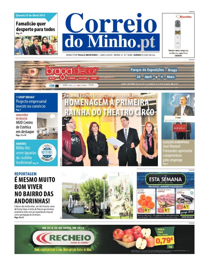 Capa Correio do Minho - 2014-04-23