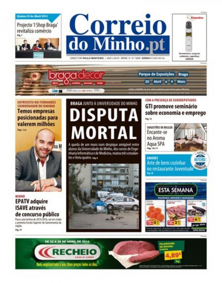 Capa Correio do Minho - 2014-04-24