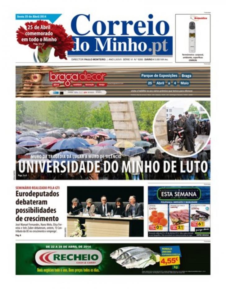 Capa Correio do Minho - 2014-04-25