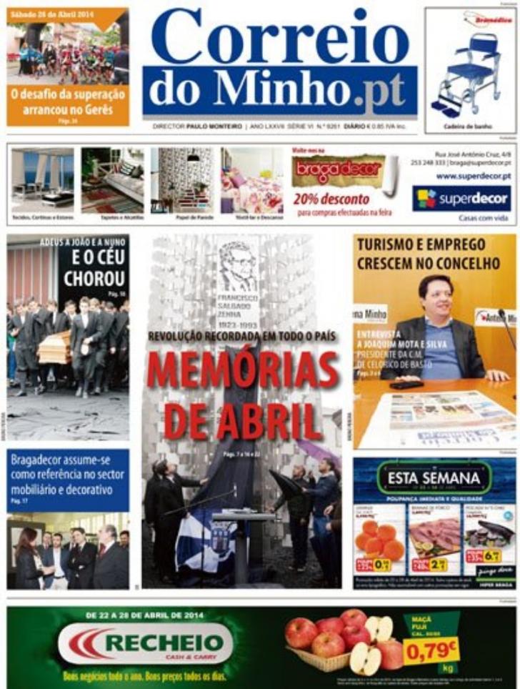 Capa Correio do Minho - 2014-04-26
