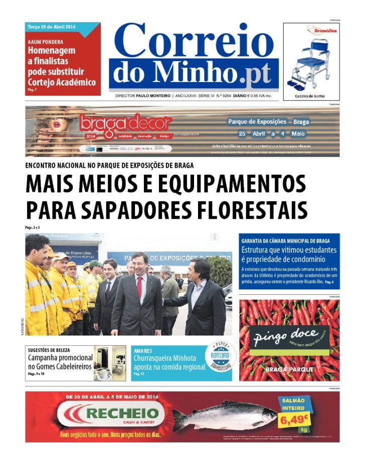 Capa Correio do Minho - 2014-04-29