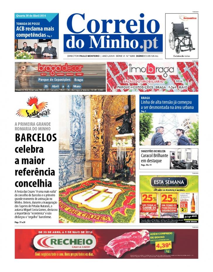 Capa Correio do Minho - 2014-04-30