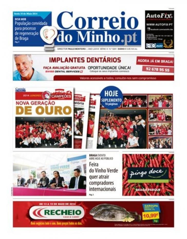 Capa Correio do Minho - 2014-05-16