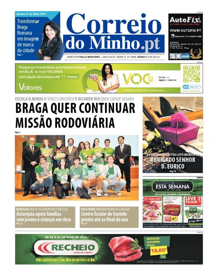 Capa Correio do Minho - 2014-05-21