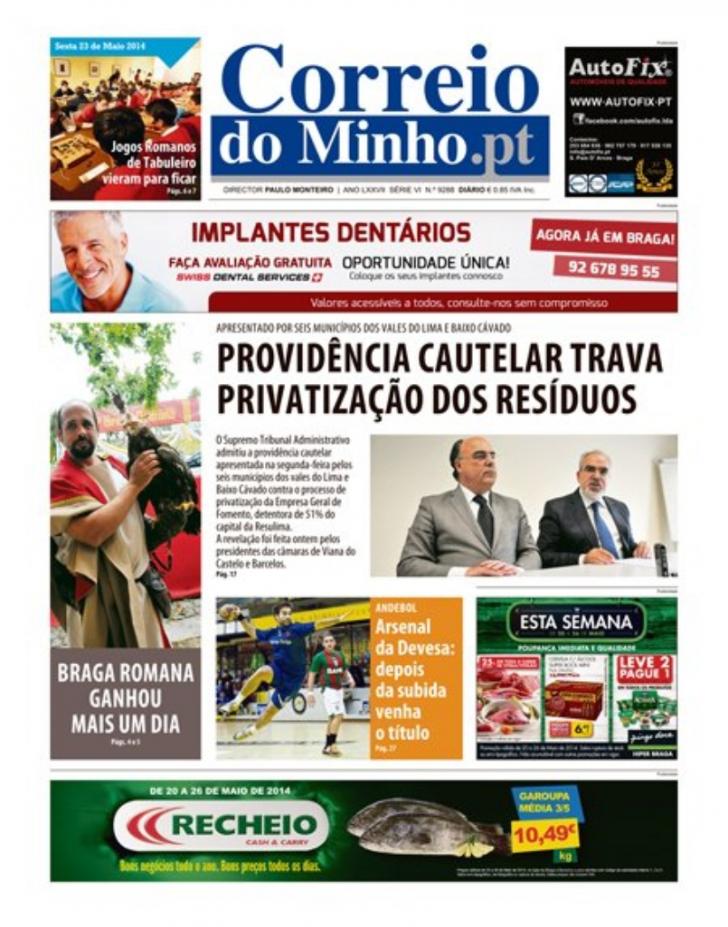Capa Correio do Minho - 2014-05-23