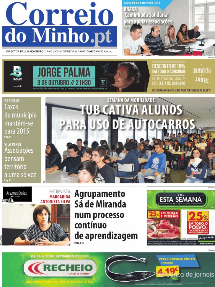 Capa Correio do Minho - 2014-09-19