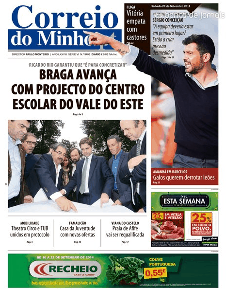 Capa Correio do Minho - 2014-09-20