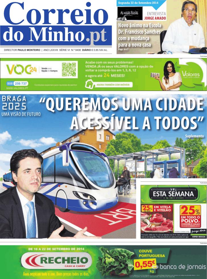 Capa Correio do Minho - 2014-09-22