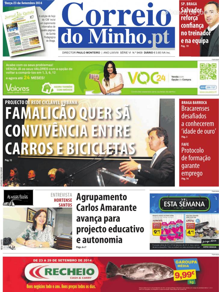 Capa Correio do Minho - 2014-09-23