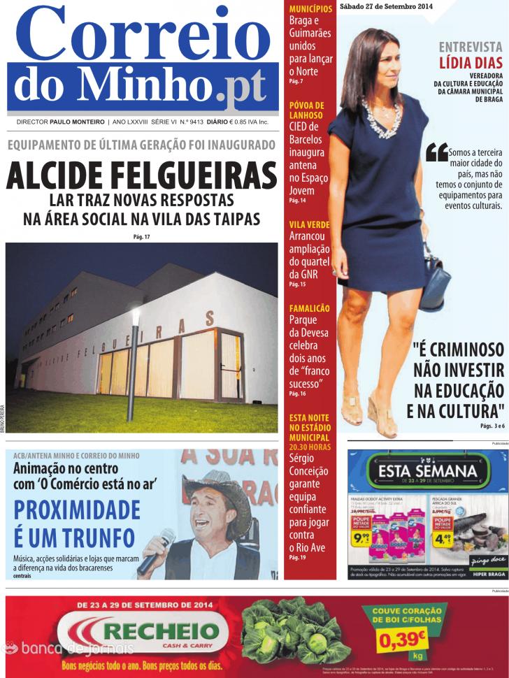 Capa Correio do Minho - 2014-09-27
