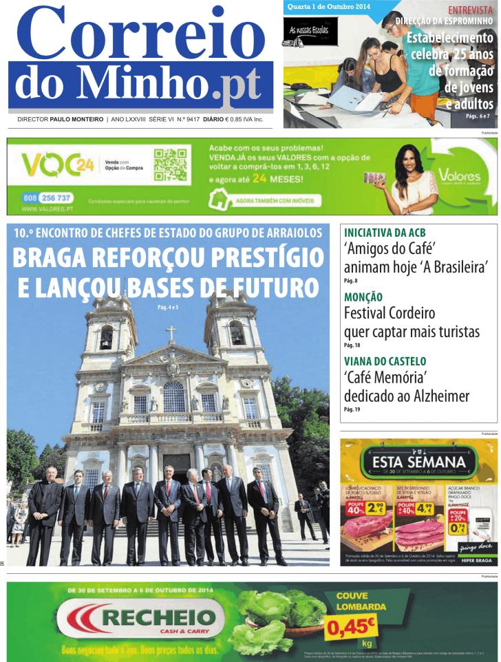 Capa Correio do Minho - 2014-10-01