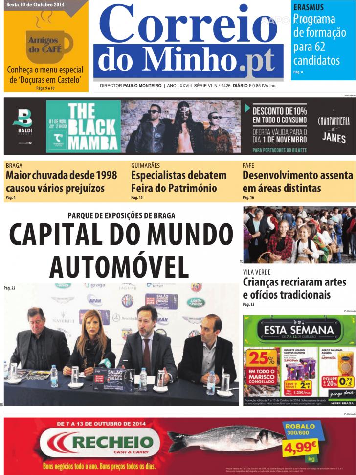 Capa Correio do Minho - 2014-10-10