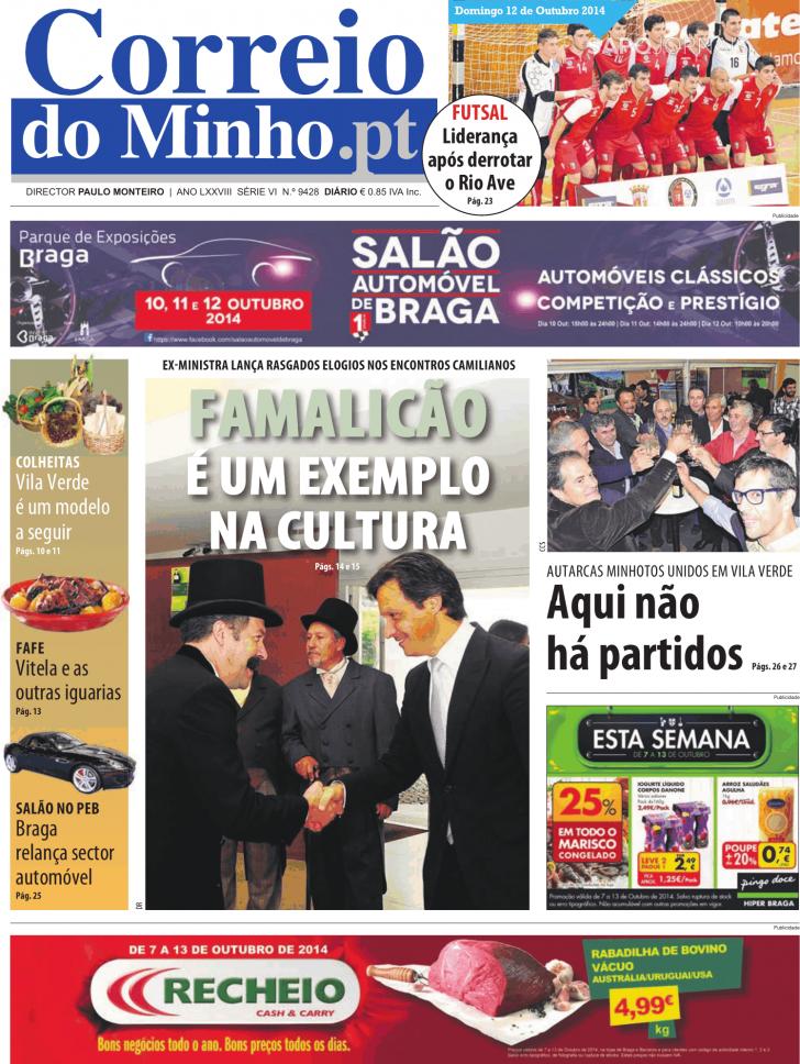 Capa Correio do Minho - 2014-10-12