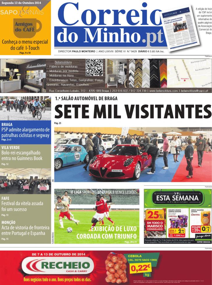 Capa Correio do Minho - 2014-10-13
