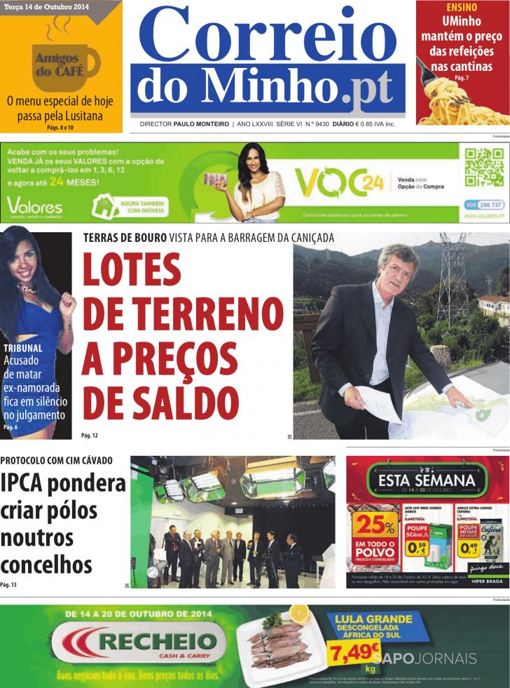 Capa Correio do Minho - 2014-10-14