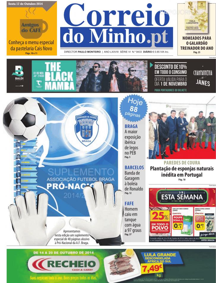 Capa Correio do Minho - 2014-10-17