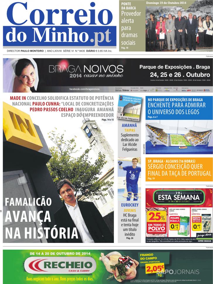Capa Correio do Minho - 2014-10-19