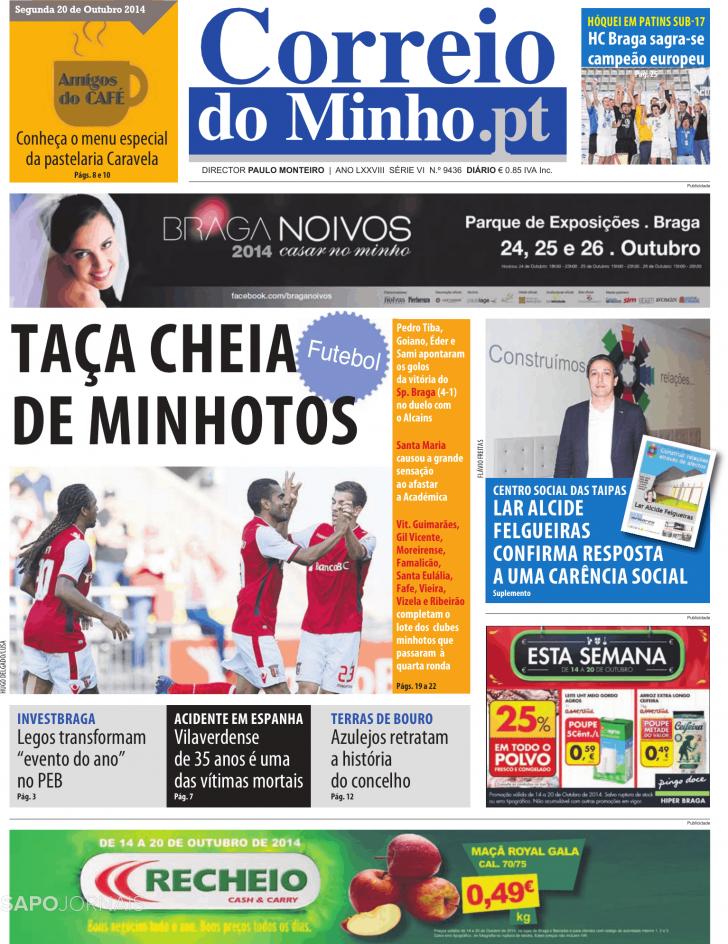 Capa Correio do Minho - 2014-10-20