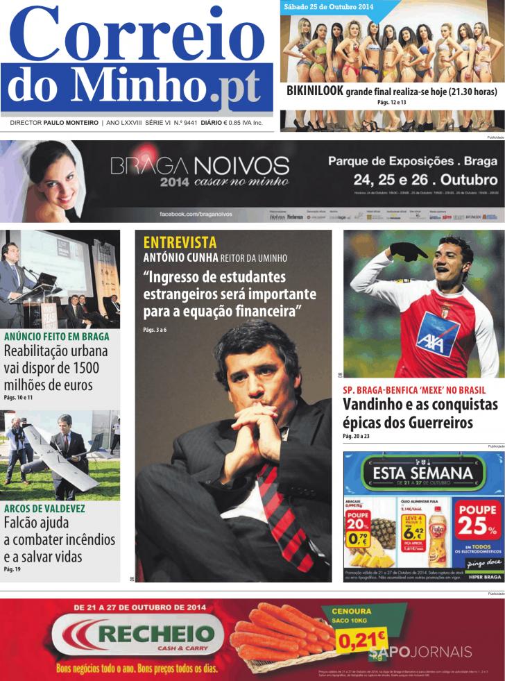 Capa Correio do Minho - 2014-10-25