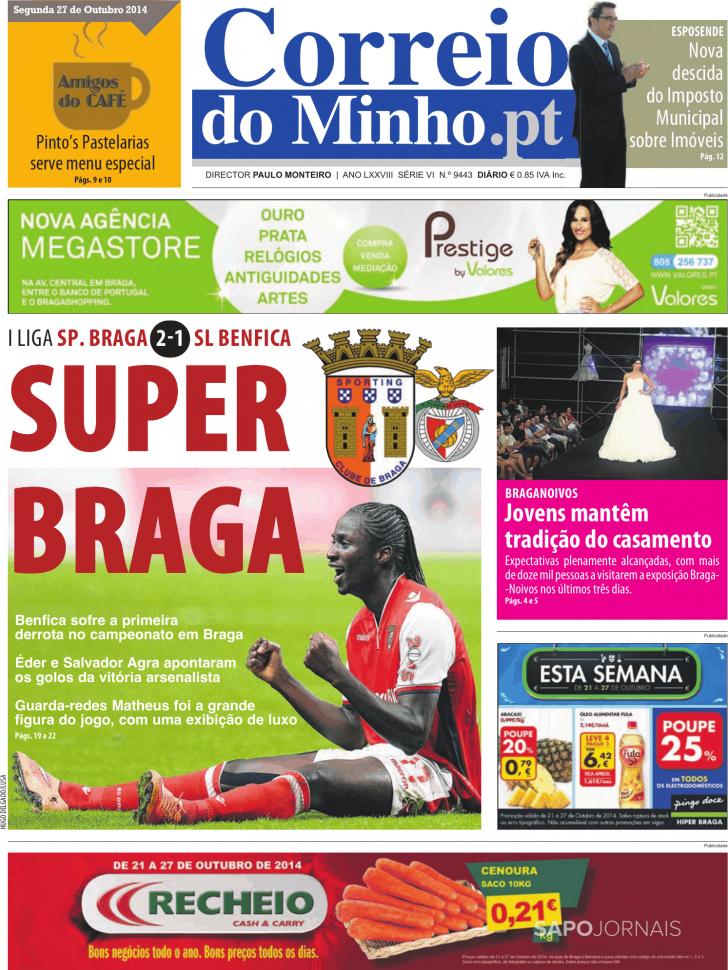 Capa Correio do Minho - 2014-10-27