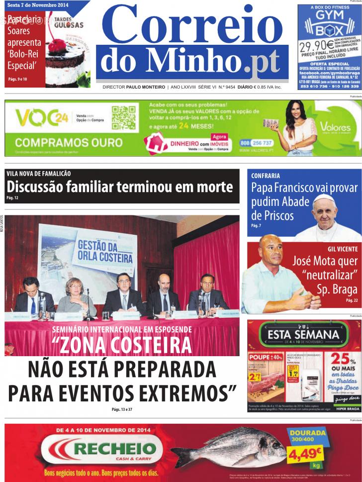 Capa Correio do Minho - 2014-11-07