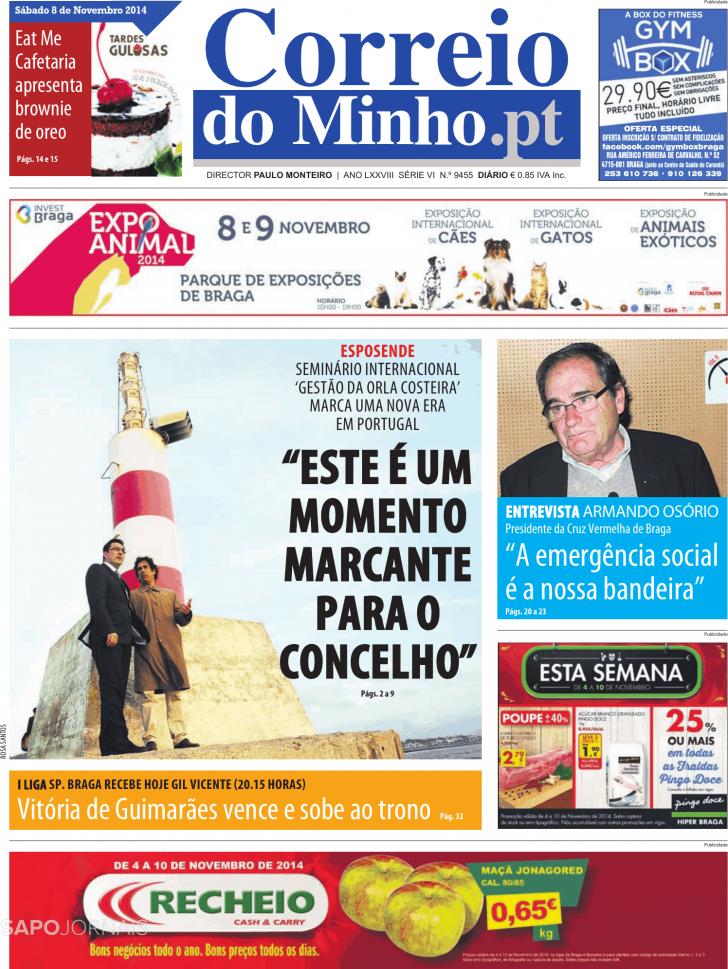 Capa Correio do Minho - 2014-11-08