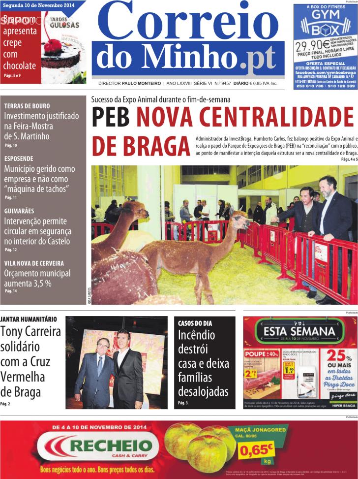 Capa Correio do Minho - 2014-11-10