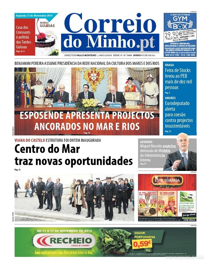 Capa Correio do Minho - 2014-11-17