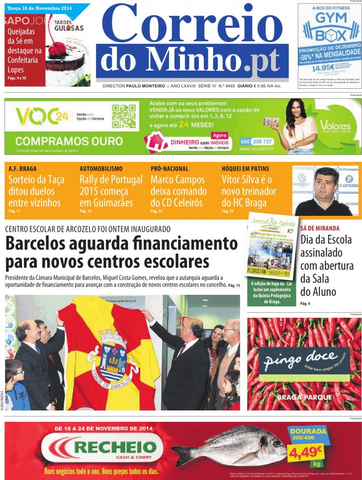 Capa Correio do Minho - 2014-11-18