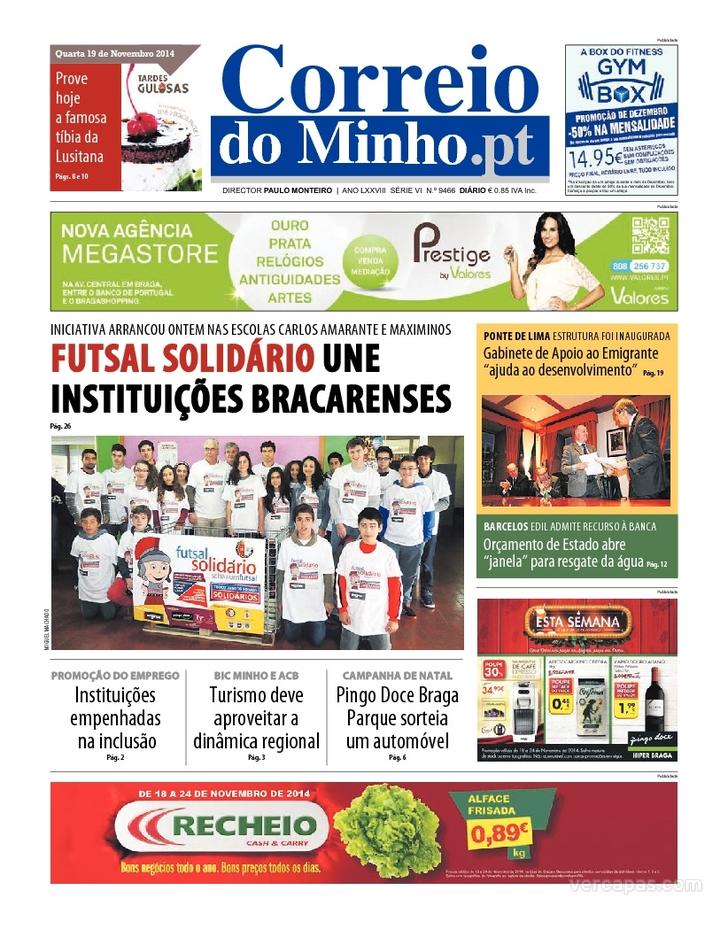 Capa Correio do Minho - 2014-11-19