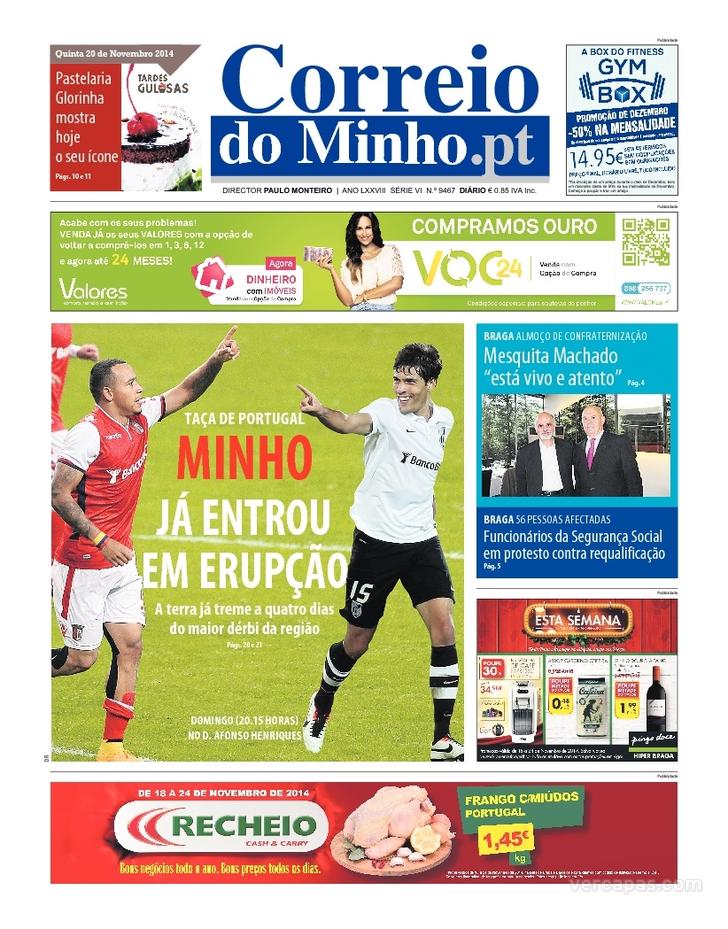 Capa Correio do Minho - 2014-11-20