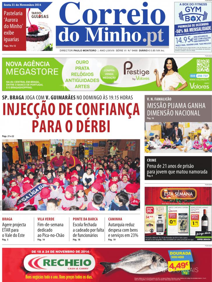 Capa Correio do Minho - 2014-11-21