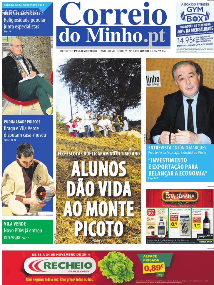 Capa Correio do Minho - 2014-11-22