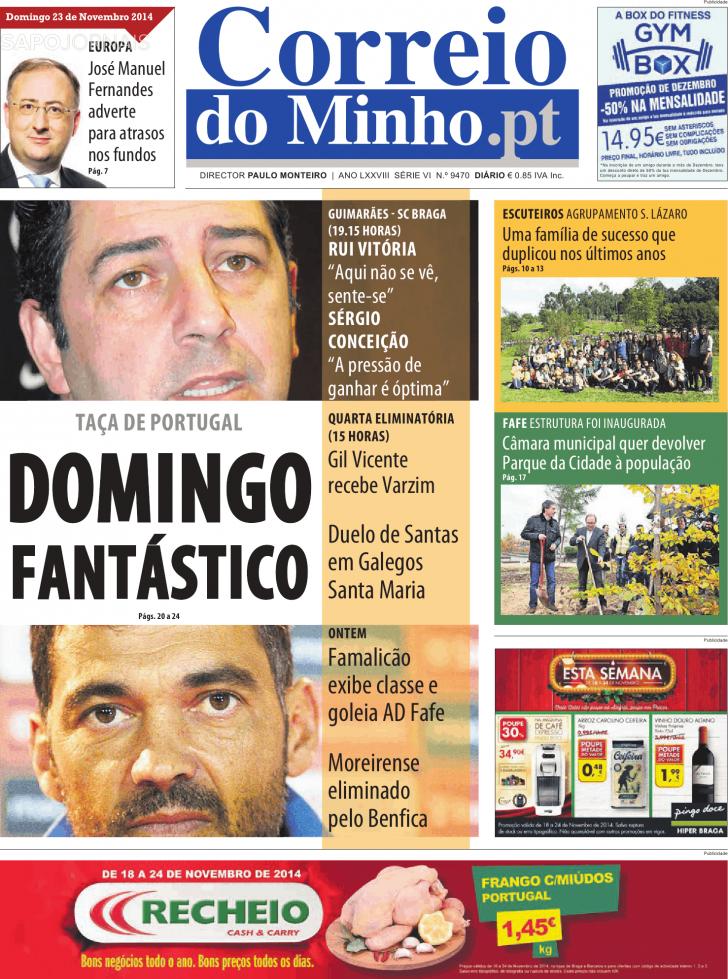 Capa Correio do Minho - 2014-11-23