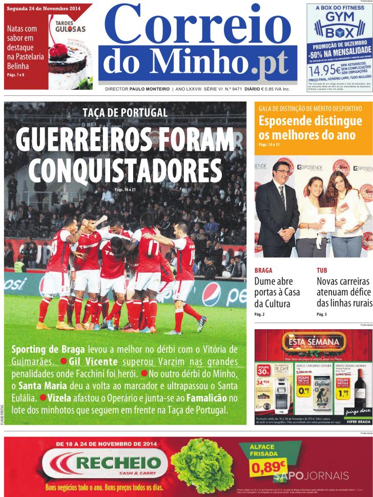 Capa Correio do Minho - 2014-11-24