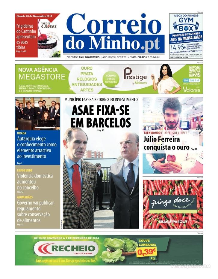 Capa Correio do Minho - 2014-11-26