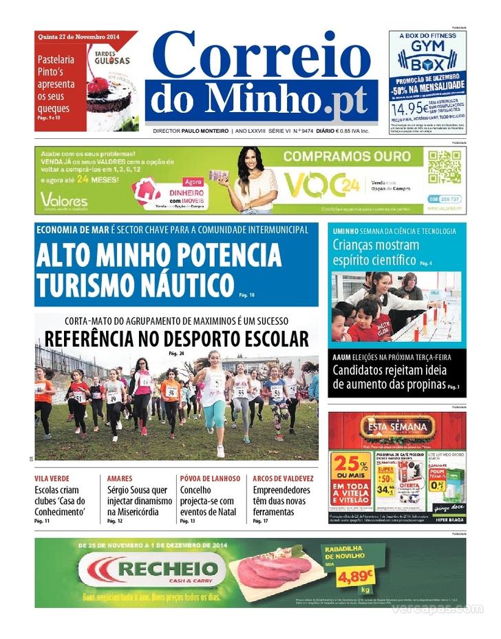 Capa Correio do Minho - 2014-11-27