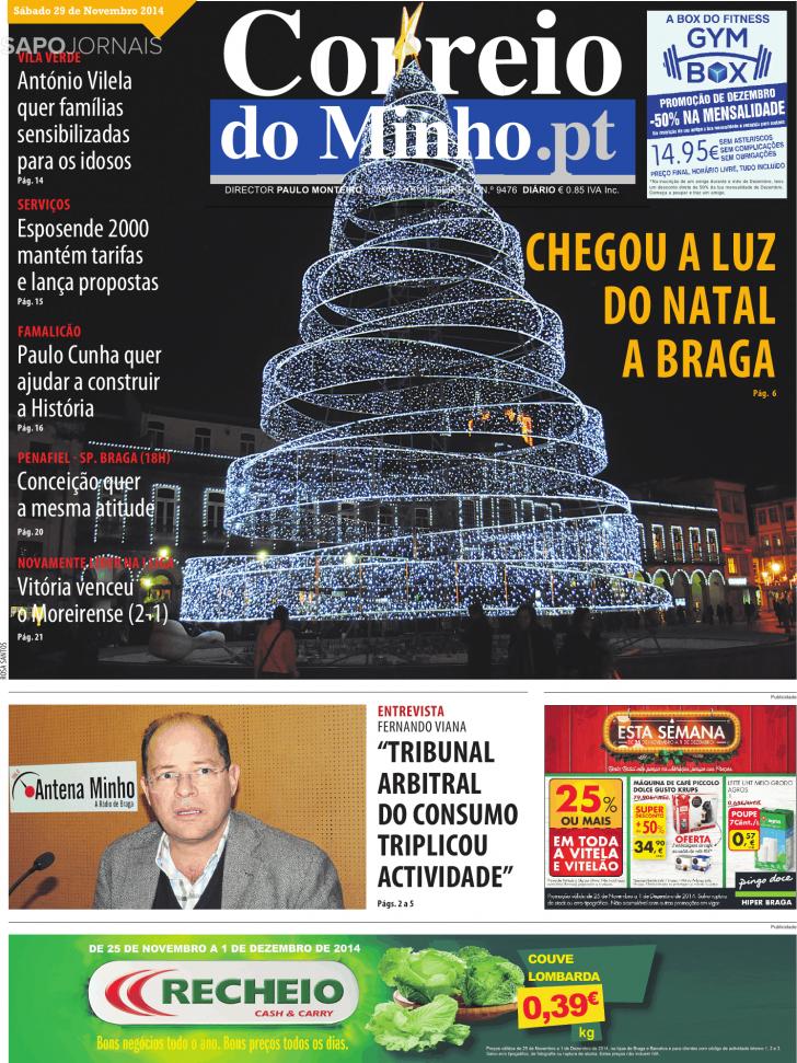 Capa Correio do Minho - 2014-11-29